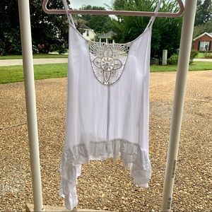 Asymmetrical Ruffle Trim Tank for Ladies! Size Large
